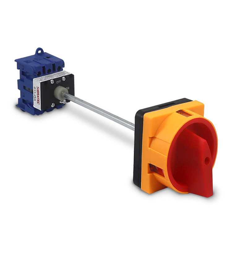 Chave Liga Desliga Rotativa 25A 3 Polos com Haste para Porta de Painel - D11-25A Chave Liga Desliga Rotativa 25A 3 Polos com Haste para Porta de Painel - D11-25A