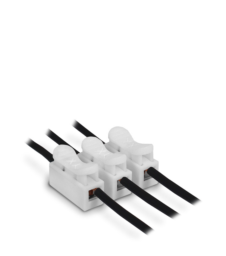 Kit 100 Conector Rápido Emenda 3 Vias Inline Cabo até 2,5mm² Corrente Máx. 10a - CH-3 Kit 100 Conector Rápido Emenda 3 Vias Inline Cabo até 2,5mm² Corrente Máx. 10a - CH-3