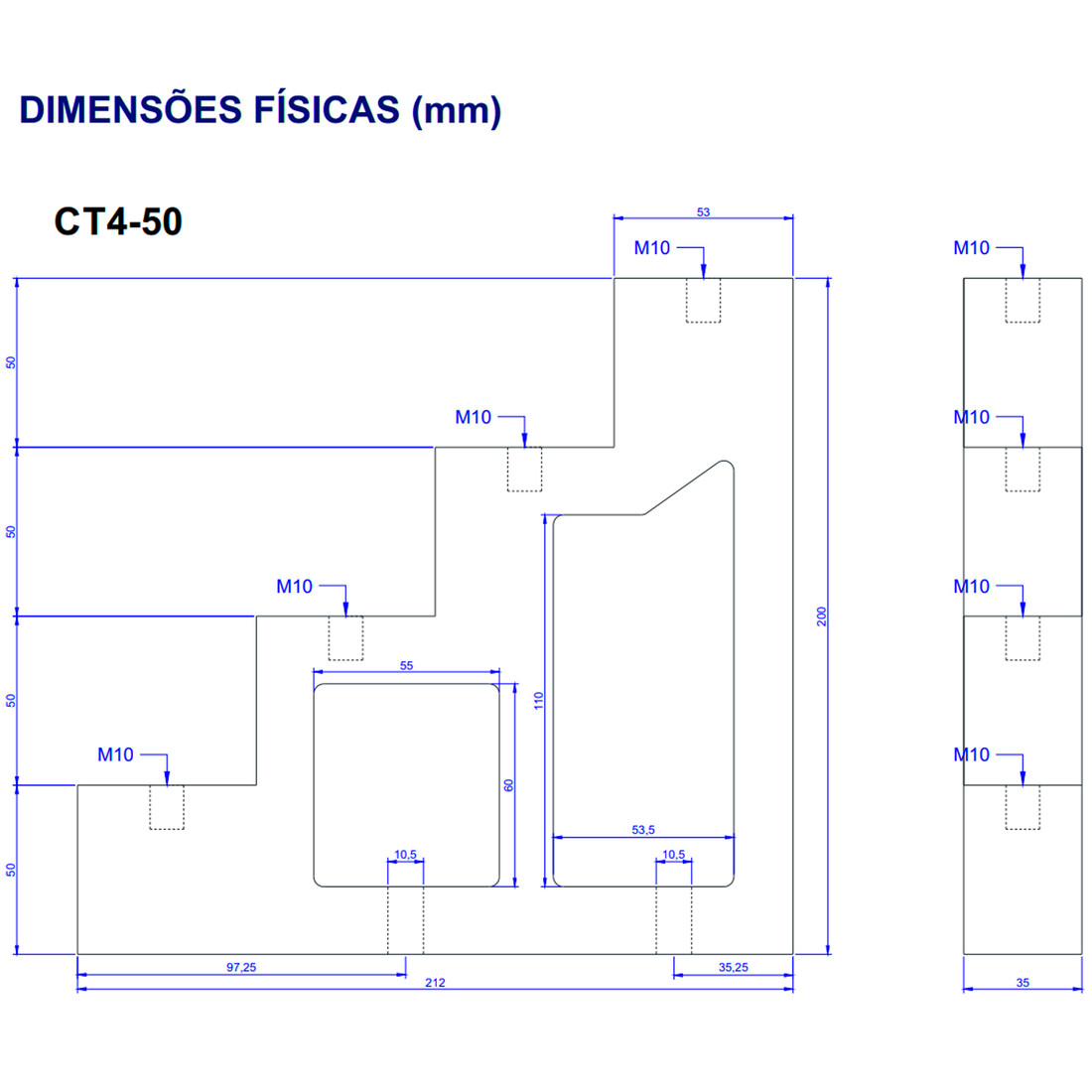 Par Isolador Epóxi Tipo Escada 50mm Suporte Barramento - CT4-50 Par Isolador Epóxi Tipo Escada 50mm Suporte Barramento - CT4-50