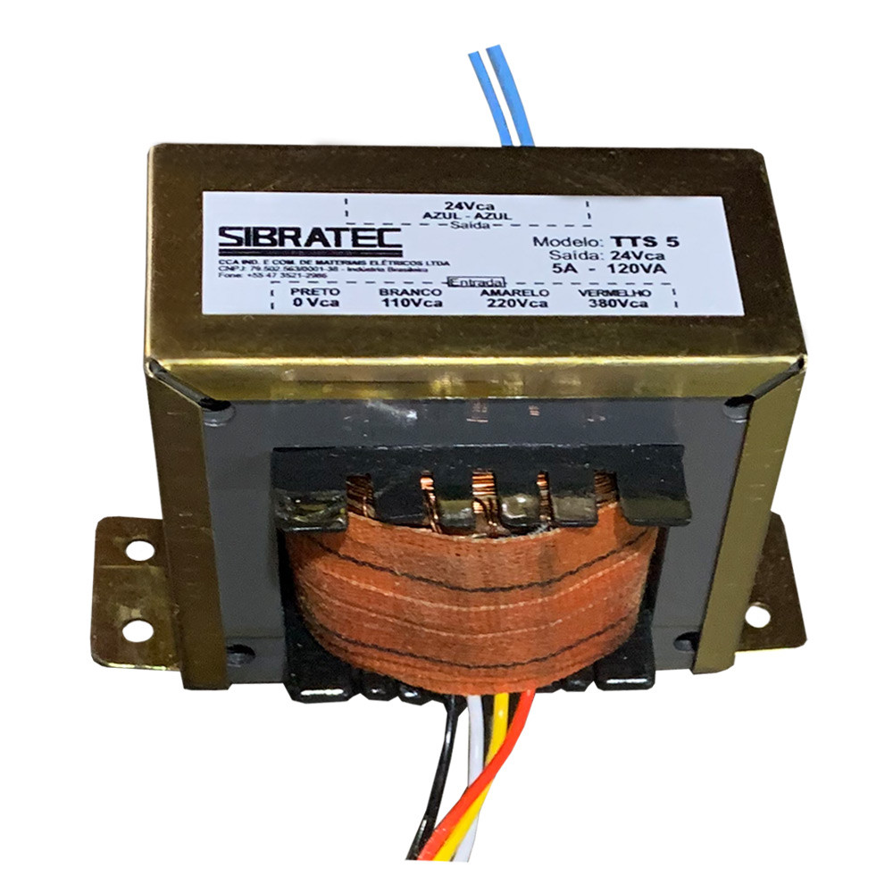 Transformador de Tensão 110V 220V 380V para 24V 5A 120VA para Comando - NR12