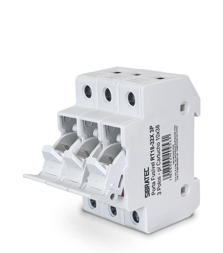 Porta Fusível Cartucho 3 Polos até 32A RO15 10x38mm 690V com LED Indicador - RT18-32