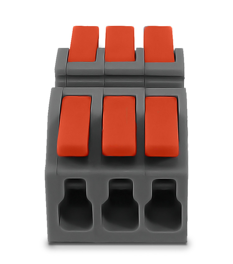 Conector de Emenda Rápida 3 Vias 3 Polos para Cabo até 6mm² Corrente máx. 41A - KV226 Conector de Emenda Rápida 3 Vias 3 Polos para Cabo até 6mm² Corrente máx. 41A - KV226