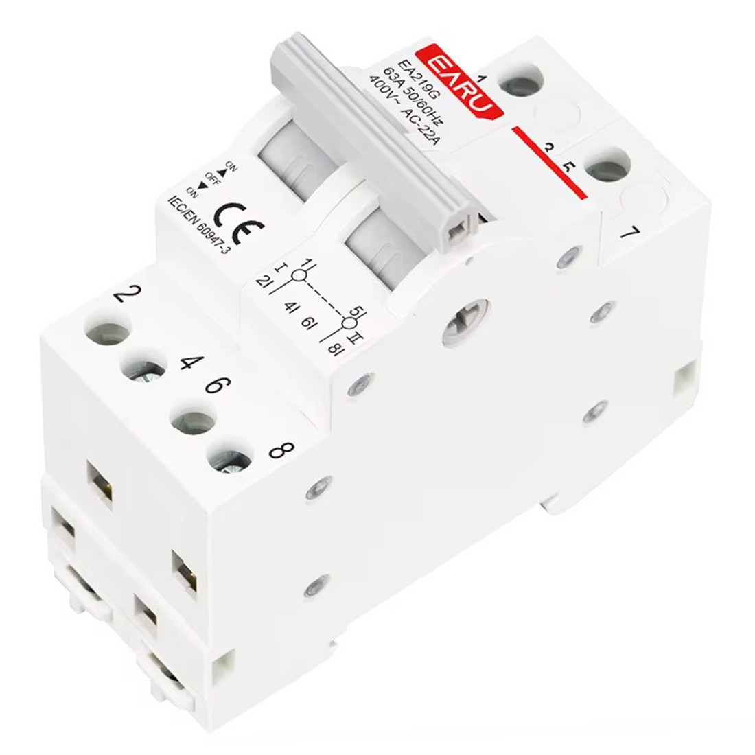 Chave de Transferência 2 Polos 63A Trilho DIN Bipolar Rede Gerador