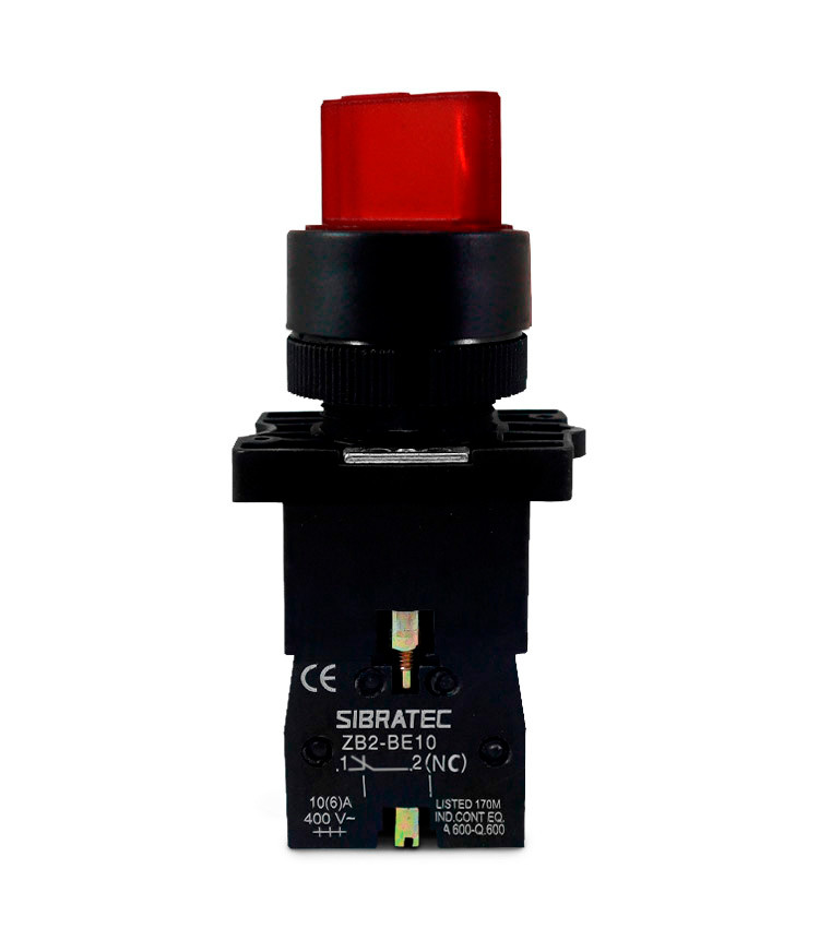 Chave Seletora Iluminada Vermelho 24V com 2 Posições 1NA Plástica 22mm - XB2-EK2461