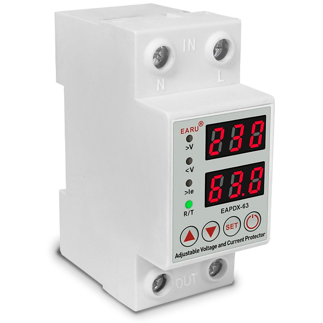 Relé Proteção de Voltagem e Corrente 220v 63A 2 Polos - EAPDX-63 Relé Proteção de Voltagem e Corrente 220v 63A 2 Polos - EAPDX-63