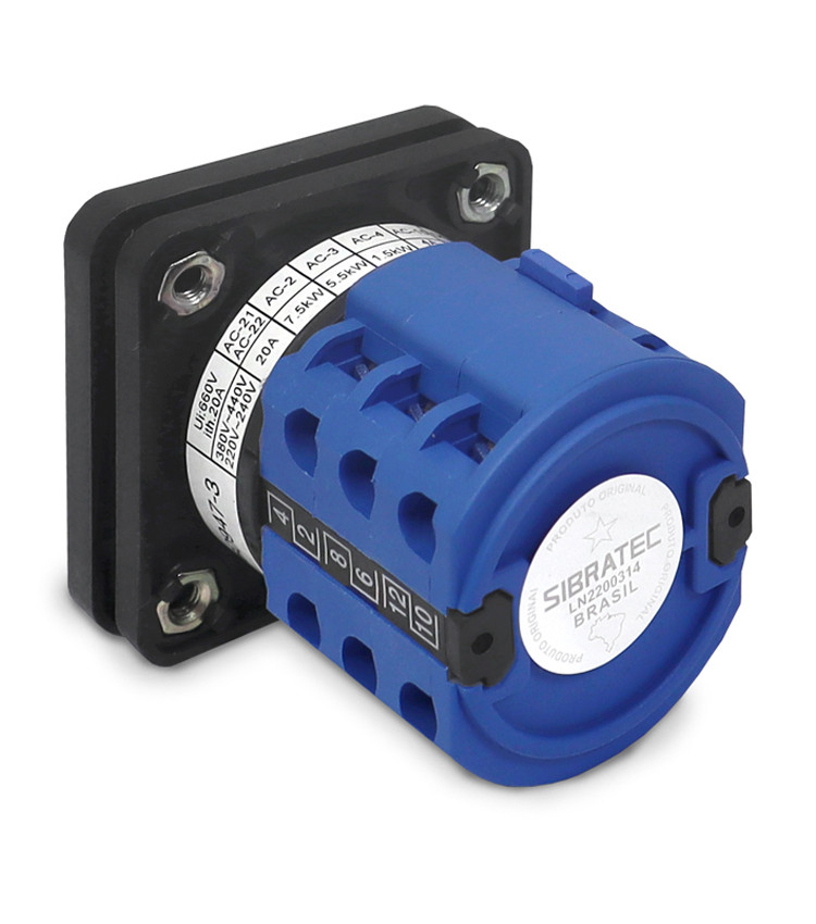 Chave Reversora Rotativa Trifásica 20A (1-0-2) Porta de Painel - LW26R Chave Reversora Rotativa Trifásica 20A (1-0-2) Porta de Painel - LW26R