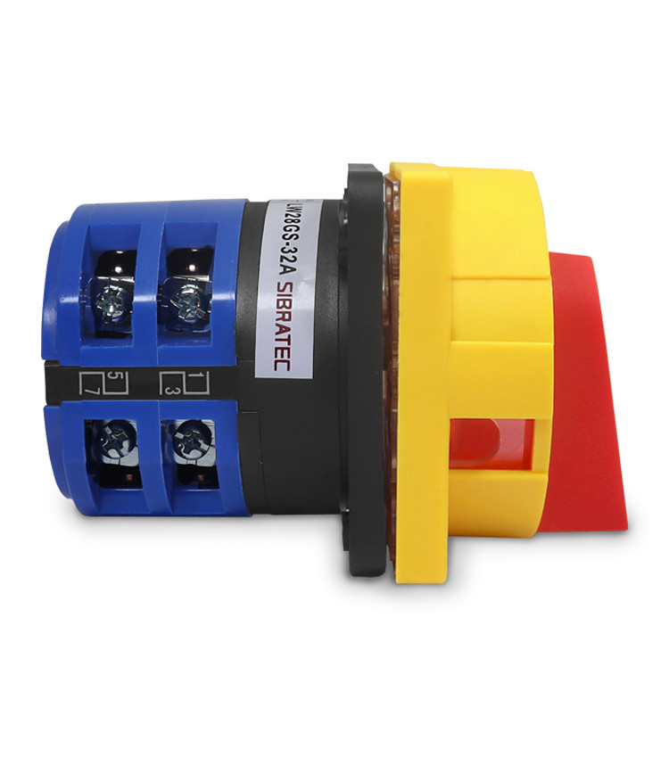 Chave Liga Desliga Rotativa 32A 4 Polos para Porta de Painel Vermelha / Amarela - LW28GS-32A Chave Liga Desliga Rotativa 32A 4 Polos para Porta de Painel Vermelha / Amarela - LW28GS-32A