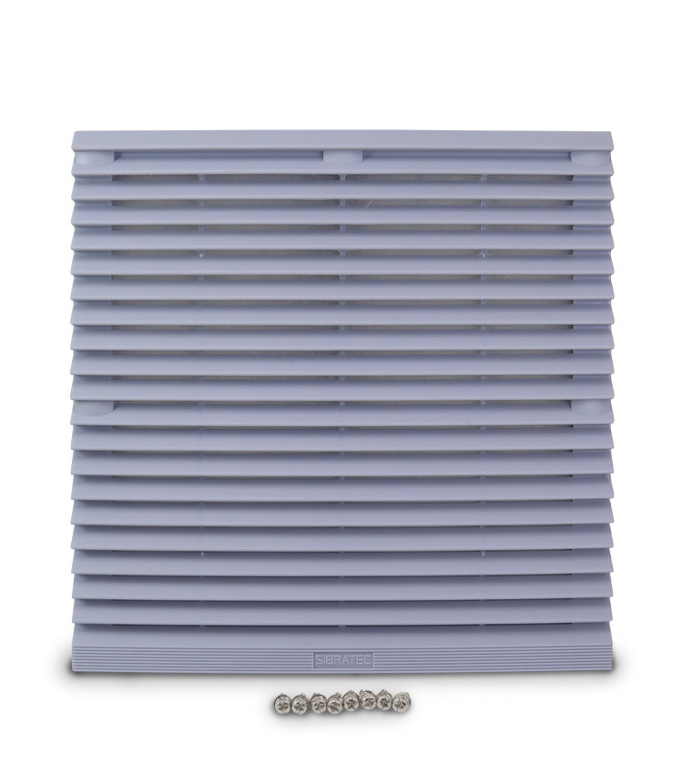 Veneziana com Filtro para Ventilador 180x180mm e 200x200mm cor Cinza