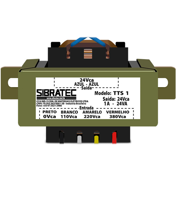 Transformador de Tensão110V 220V 380V para 24V 1A 24VA para Comando - NR12 Transformador de Tensão110V 220V 380V para 24V 1A 24VA para Comando - NR12