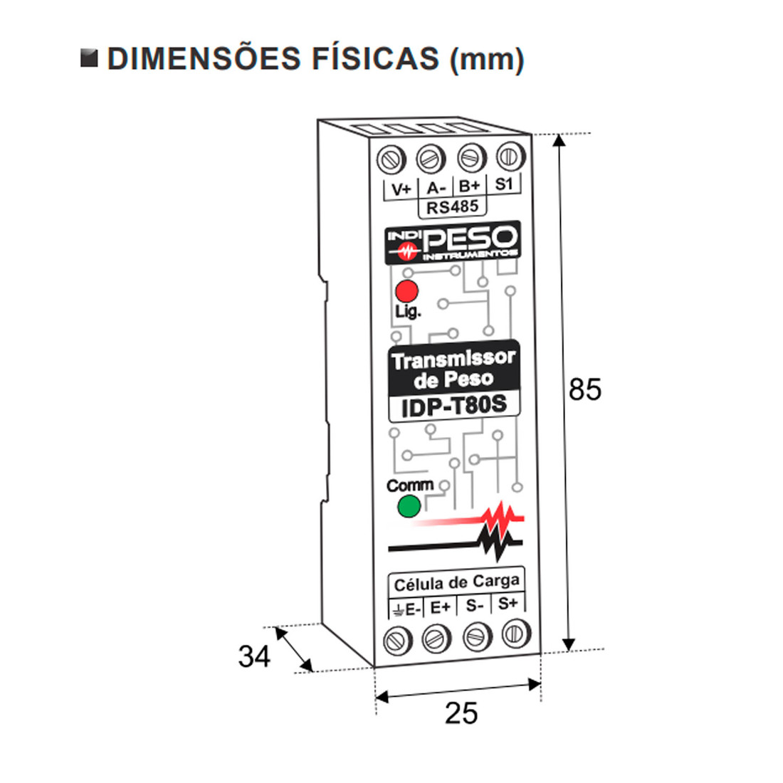 Conversor De Peso para Célula Carga Programável Rs485 + Saída Digital e Analógica Conversor De Peso para Célula Carga Programável Rs485 + Saída Digital e Analógica