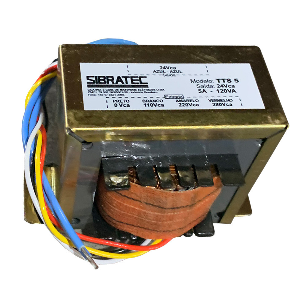 Transformador de Tensão 110V 220V 380V para 24V 5A 120VA para Comando - NR12