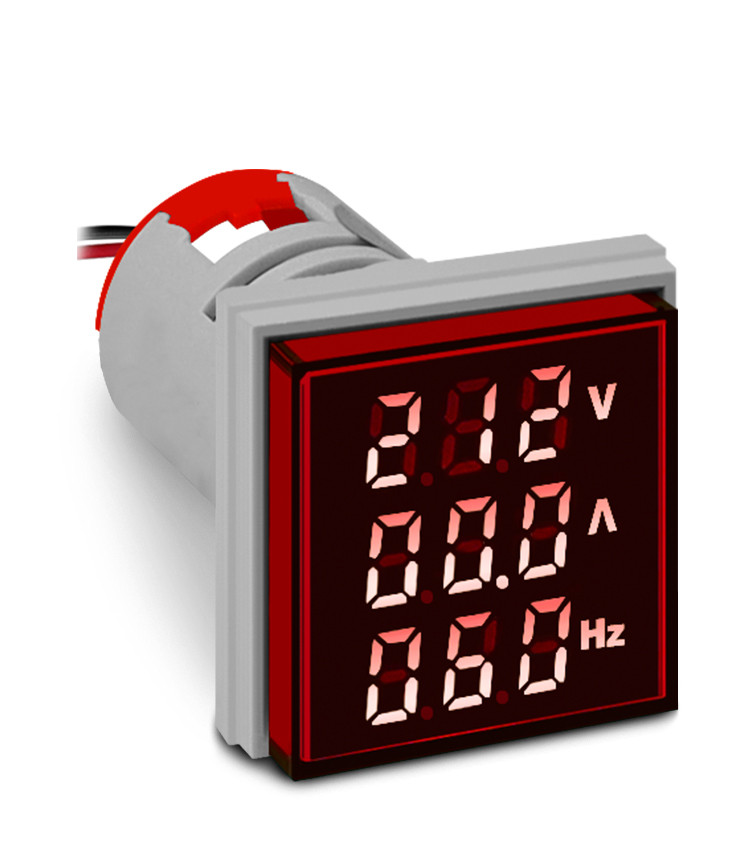 Multimedidor Digital Vermelho 22mm Tensão, Corrente e Frequência - AD22-22VAHS/R Multimedidor Digital Vermelho 22mm Tensão, Corrente e Frequência - AD22-22VAHS/R