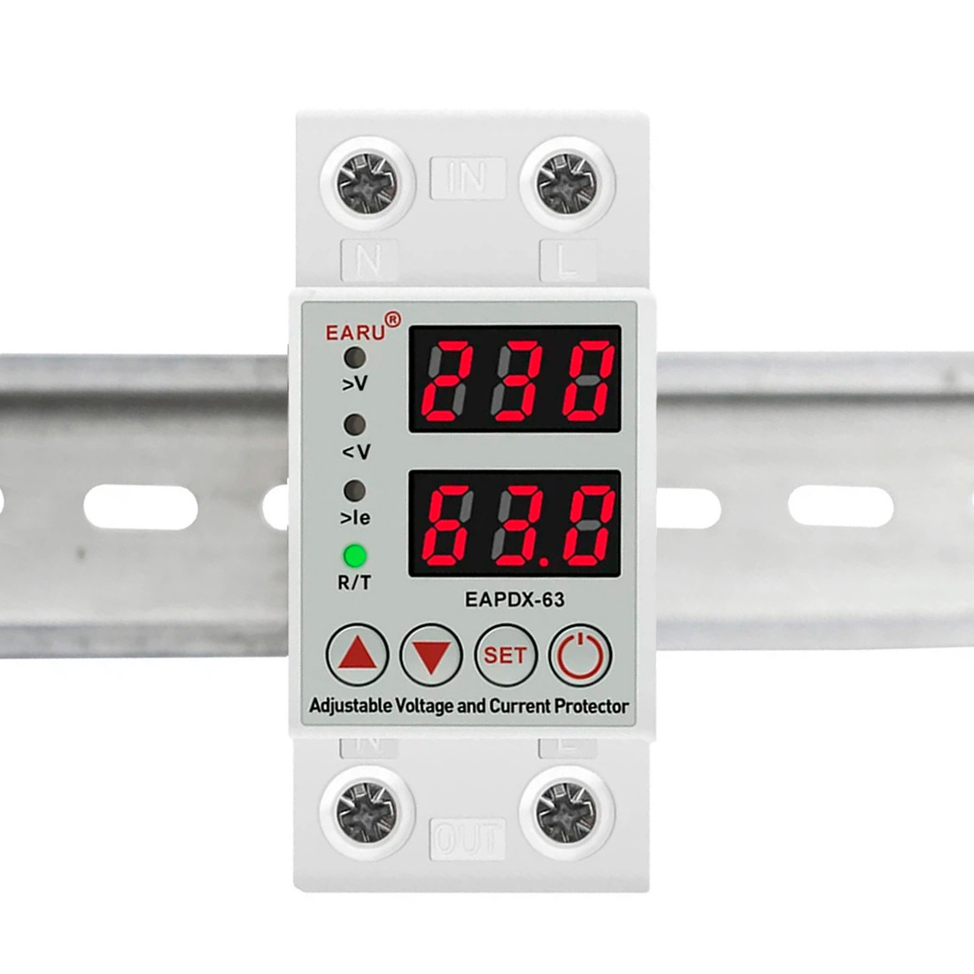 Relé Proteção de Voltagem e Corrente 220v 63A 2 Polos - EAPDX-63 Relé Proteção de Voltagem e Corrente 220v 63A 2 Polos - EAPDX-63