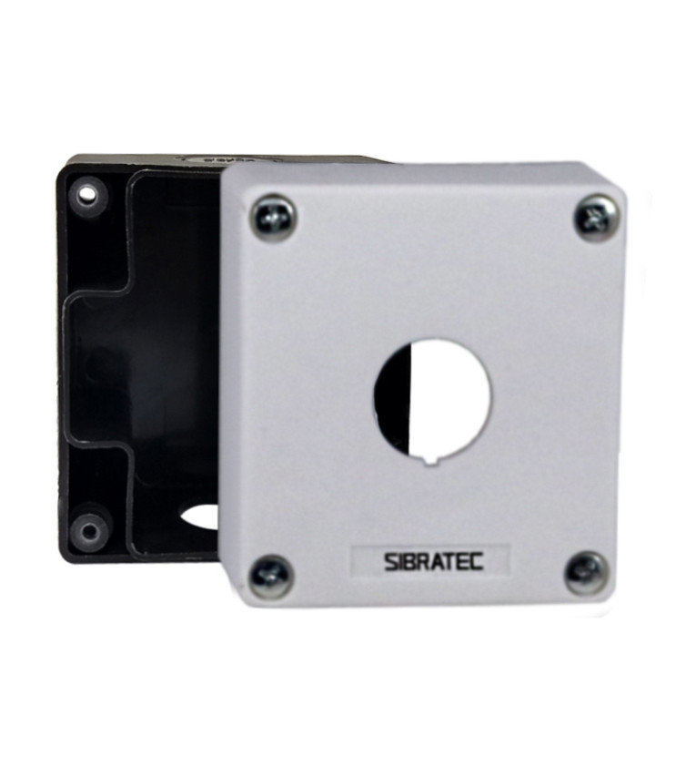 Caixa Plástica Botoeira com 1 Furo 22mm Branco e Preto