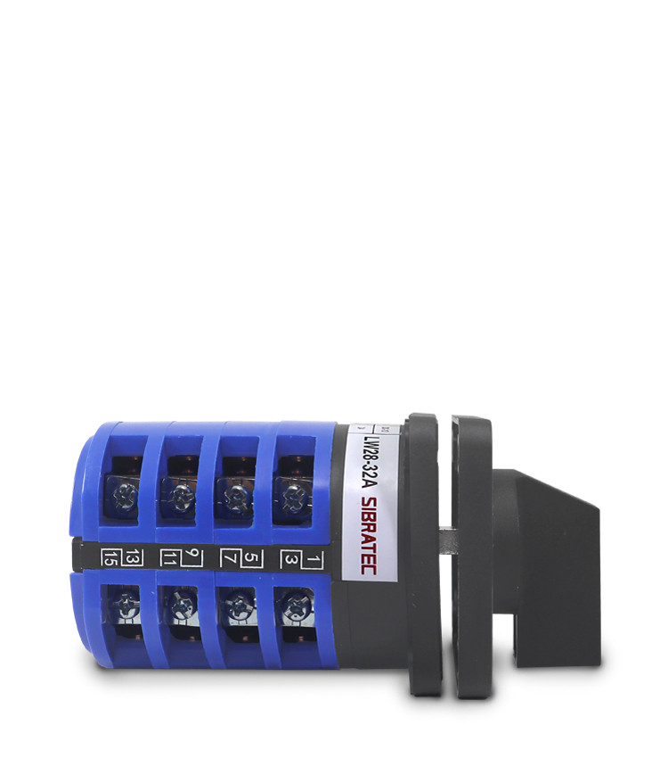 Chave de Transferência Rotativa 32A | 4 Polos | 3 Posições | Porta de Painel | Rede Gerador - LW28-32-4P
