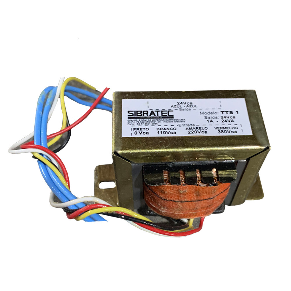 Transformador de Tensão110V 220V 380V para 24V 1A 24VA para Comando - NR12 Transformador de Tensão110V 220V 380V para 24V 1A 24VA para Comando - NR12