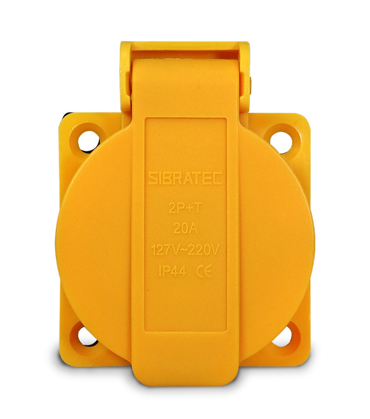 Tomada De Embutir Amarelo com Tampa 2p+t Padrão Brasileiro 10a / 20a - TBSE Tomada De Embutir Amarelo com Tampa 2p+t Padrão Brasileiro 10a / 20a - TBSE