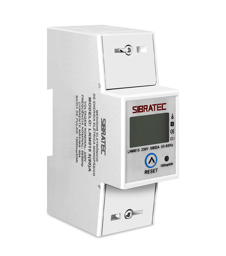 Medidor de Energia kWh Monofásico Medição Direta até 80A com Botão de Reset - LNM015 Medidor de Energia kWh Monofásico Medição Direta até 80A com Botão de Reset - LNM015