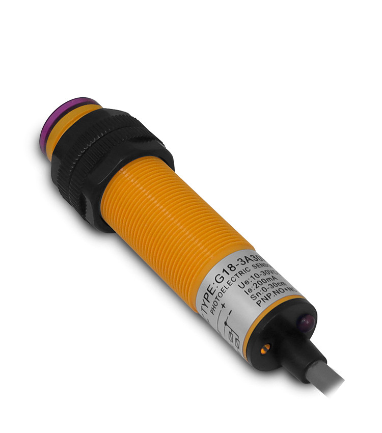 Sensor Fotoelétrico Difuso 18mm PNP-NA+NF 10-30V Range 0-30cm com 4 Fios - G18-3A30PC Sensor Fotoelétrico Difuso 18mm PNP-NA+NF 10-30V Range 0-30cm com 4 Fios - G18-3A30PC