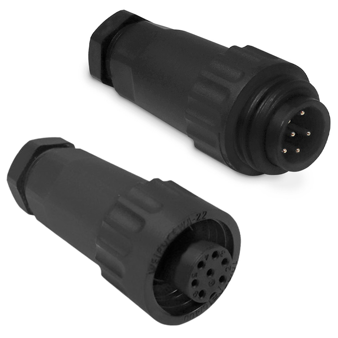 KIT Conector Fêmea + Macho 7 Vias Pendente para Cabo sem Tampa Blindado IP68 - WA22