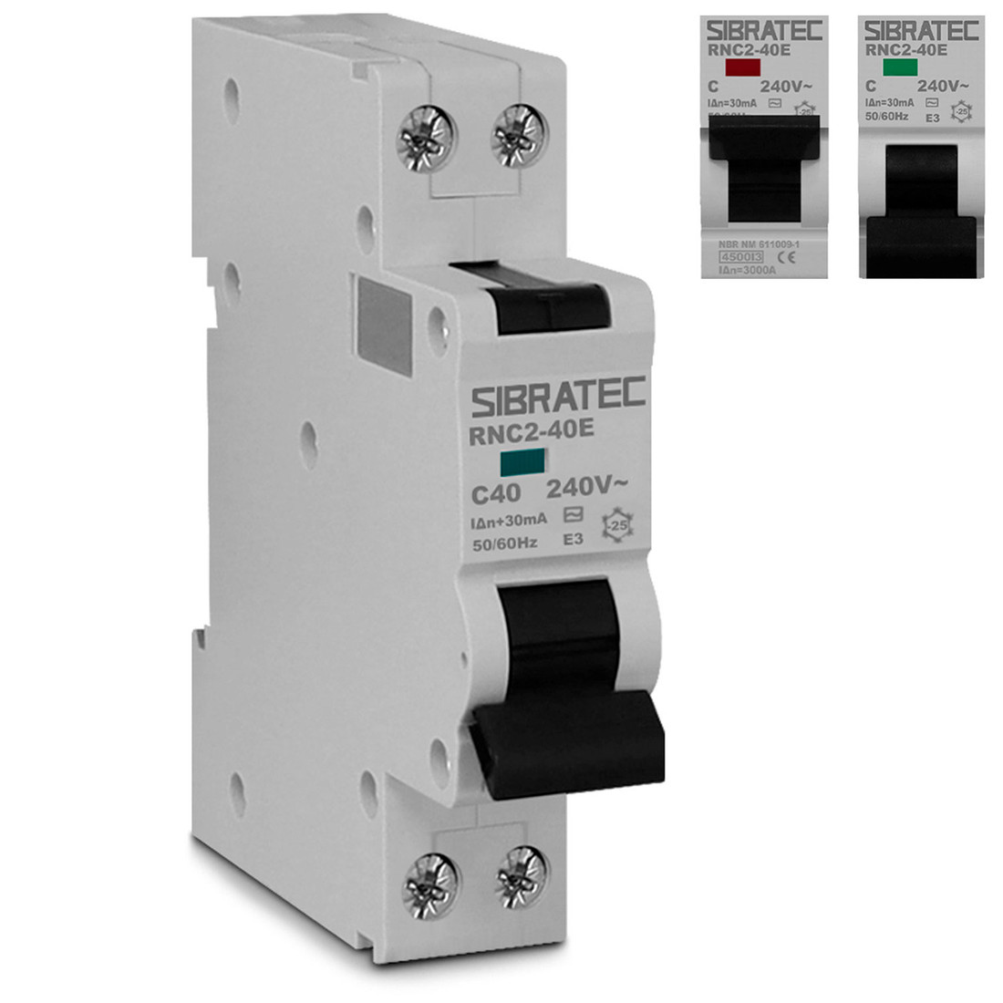 DDR Disjuntor Diferencial Residual 2 Polos 40a 30mA (Mini Disjuntor DIN + DR) - RNC2-40E-40