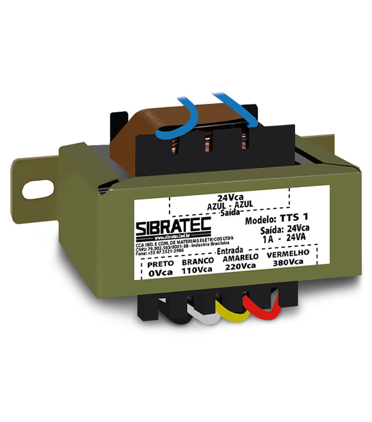 Transformador de Tensão110V 220V 380V para 24V 1A 24VA para Comando - NR12 Transformador de Tensão110V 220V 380V para 24V 1A 24VA para Comando - NR12
