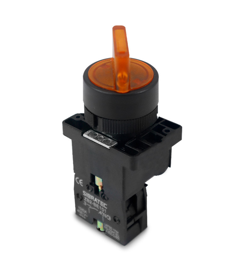 Chave Seletora Iluminada Amarelo 220V com 2 Posições 1NA Plástica 22mm - XB2-EK2561