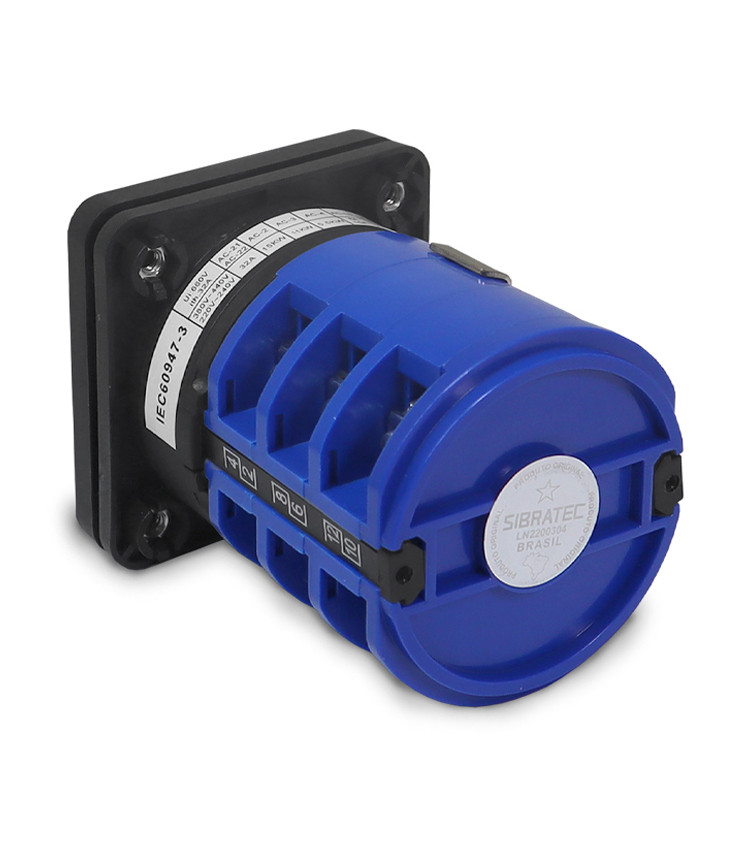 Chave Reversora Rotativa Trifásica 32A (1-0-2) Porta de Painel - LW26R Chave Reversora Rotativa Trifásica 32A (1-0-2) Porta de Painel - LW26R