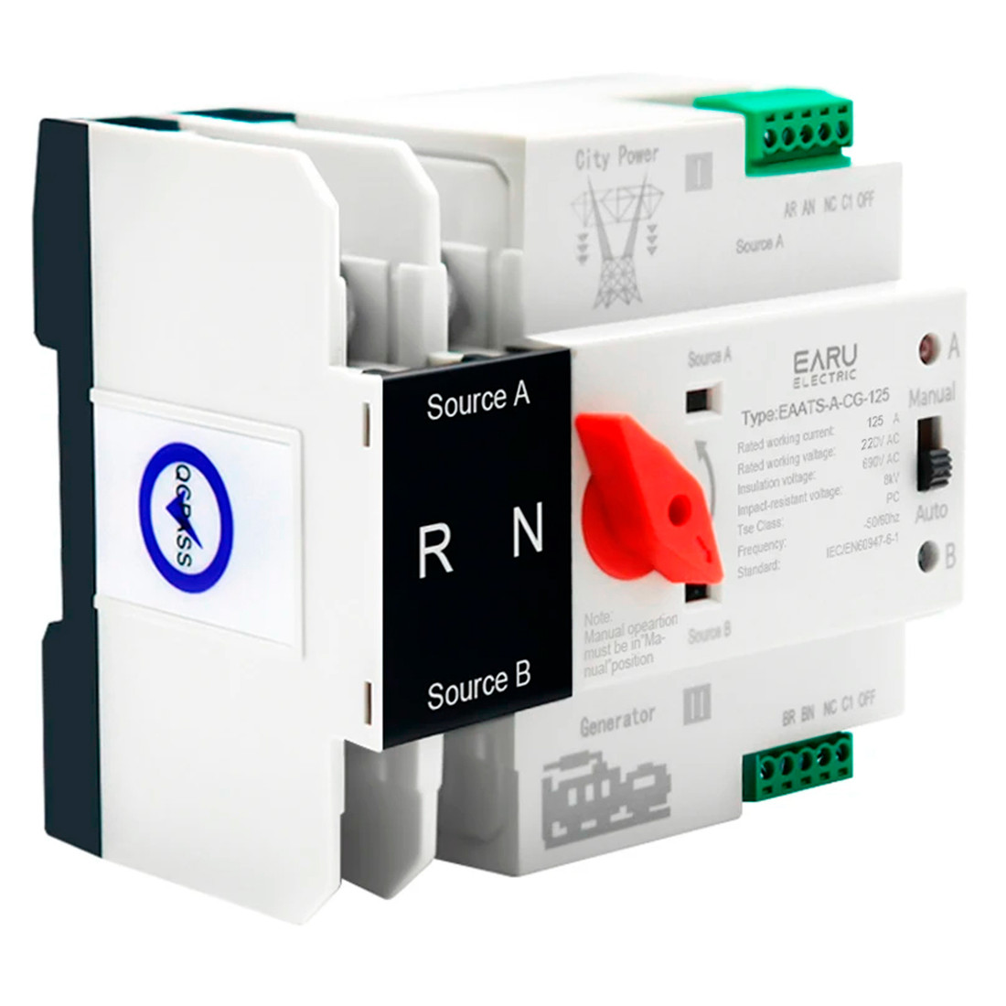 Chave Transferência Automática 125A 2 Polos 220V Rede Gerador Bipolar Chave Transferência Automática 125A 2 Polos 220V Rede Gerador Bipolar