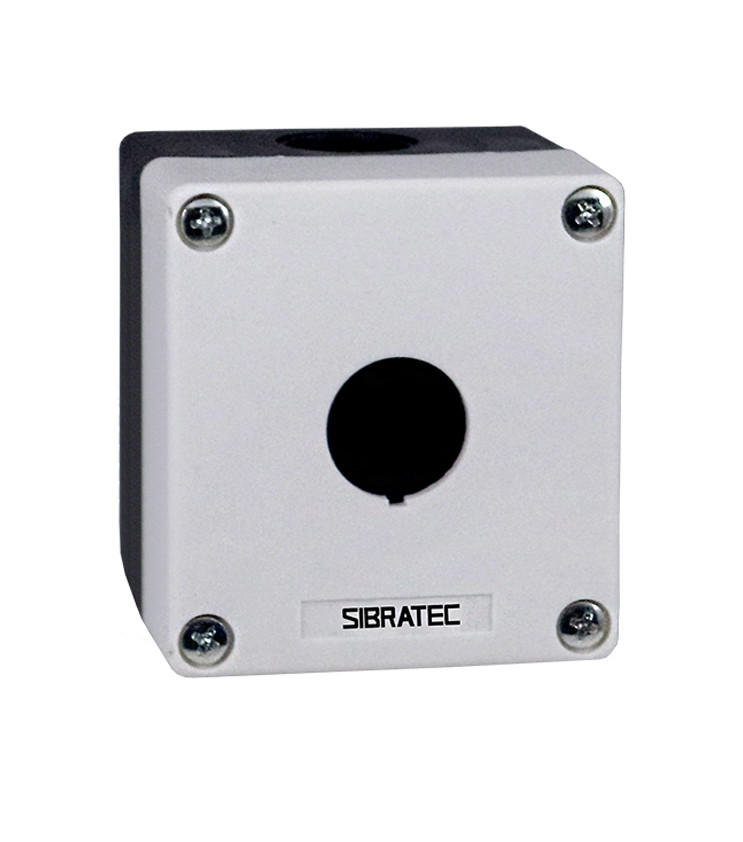 Caixa Plástica Botoeira com 1 Furo 22mm Branco e Preto