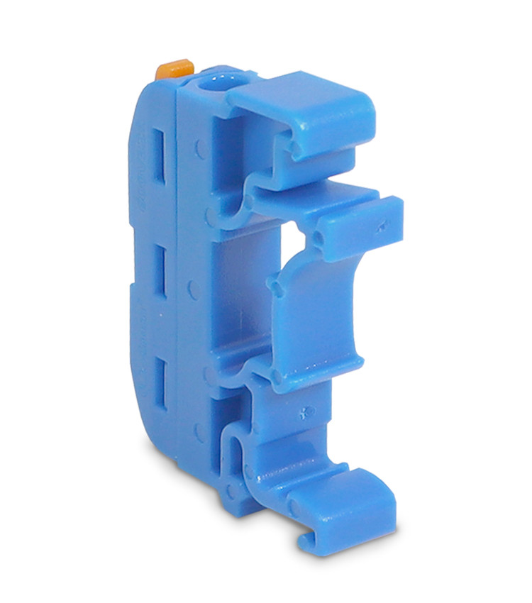Borne Conector de Emenda Rápida Alavanca cor Azul 1 Polo 32A Cabo até 4mm Trilho DIN