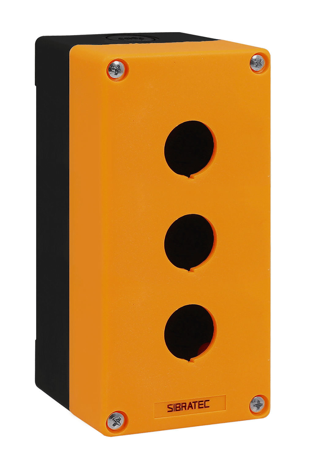 Caixa Plástica Botoeira com 3 Furos 22mm Amarelo e Preto