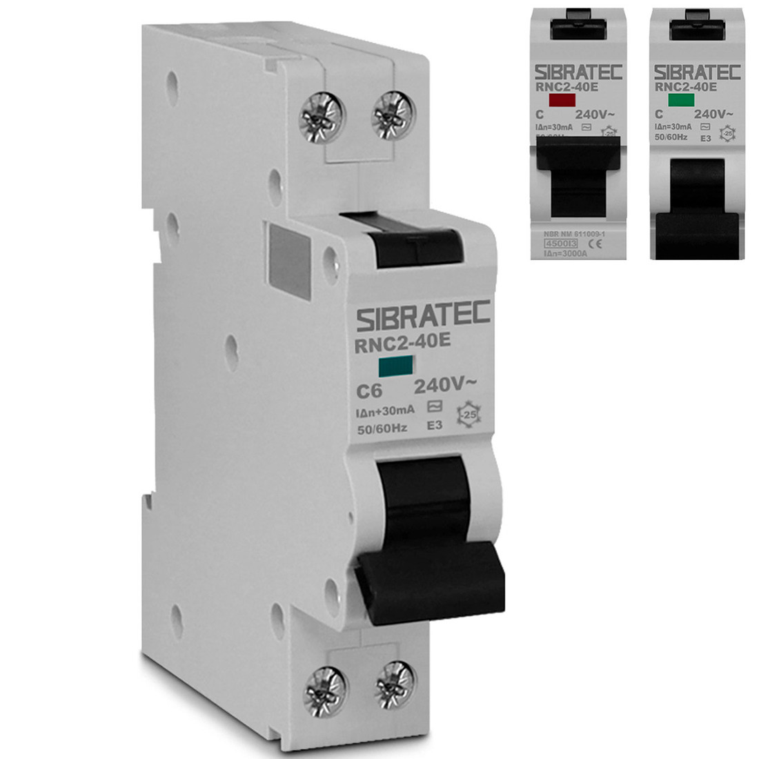 DDR Disjuntor Diferencial Residual 2 Polos 6a 30mA (Mini Disjuntor DIN + DR) - RNC2-40E-6