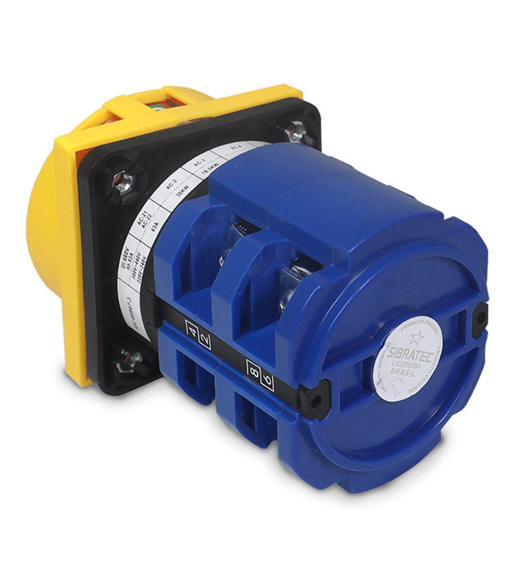 Chave Liga Desliga Rotativa 63A 4 Polos para Porta de Painel Vermelha / Amarela - LW28GS-63A Chave Liga Desliga Rotativa 63A 4 Polos para Porta de Painel Vermelha / Amarela - LW28GS-63A