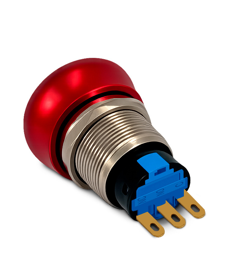 Botão De Emergência Antivandalismo 1 Contato Reversível Metálico 19mm Vermelho - RN19C-M11 Botão De Emergência Antivandalismo 1 Contato Reversível Metálico 19mm Vermelho - RN19C-M11