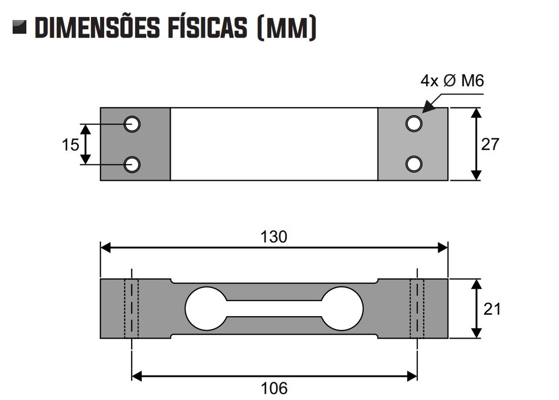 Célula de Carga tipo Bloco Capacidade 5Kg Rosca M6 - PE130-5