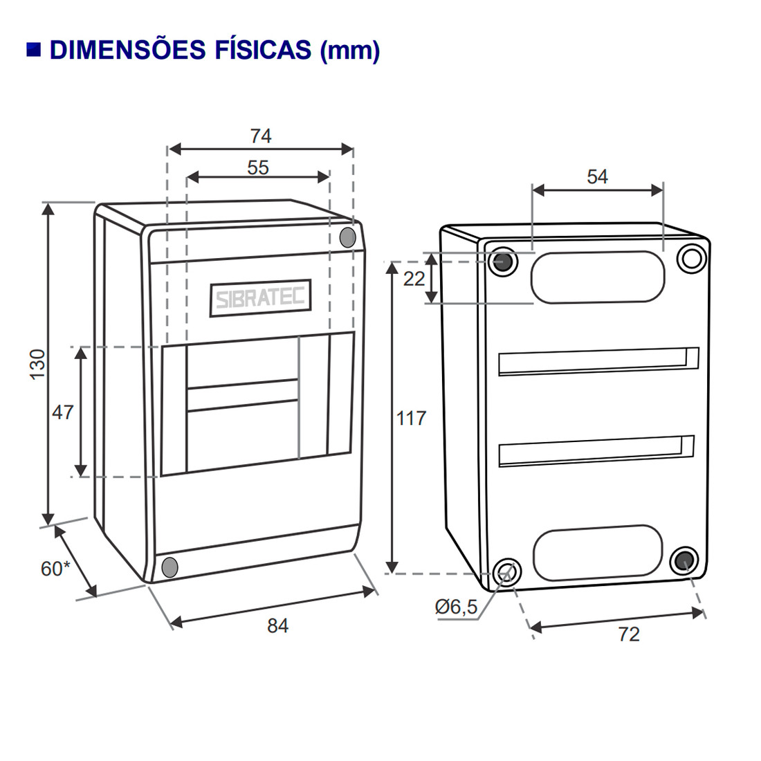 Caixa Plástica de Sobrepor para Disjuntor DIN de 3 e 4 Polos - QDS-4P Caixa Plástica de Sobrepor para Disjuntor DIN de 3 e 4 Polos - QDS-4P