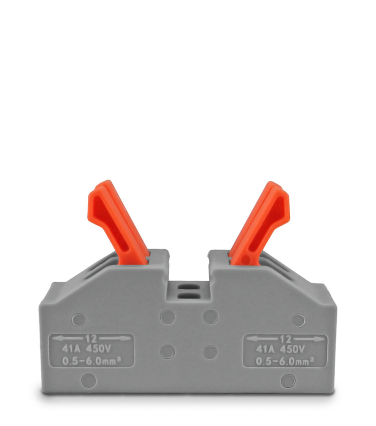 Conector de Emenda Rápida 2 Vias 2 Polos para Cabo até 6mm² Corrente máx. 41A - KV226 Conector de Emenda Rápida 2 Vias 2 Polos para Cabo até 6mm² Corrente máx. 41A - KV226