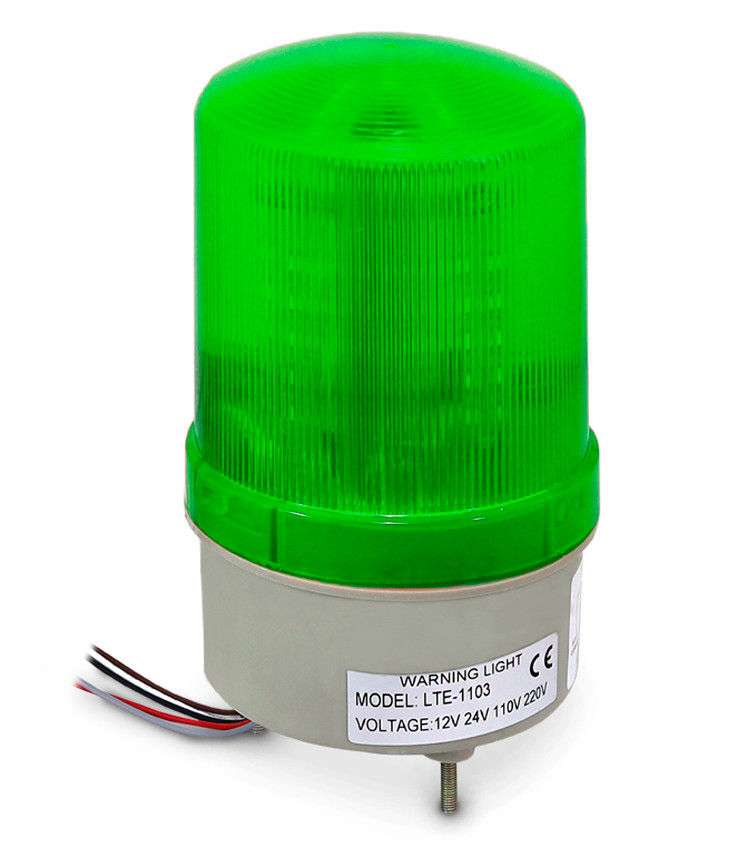 Sinalizador Giratório Giroflex Verde com Buzzer 12V 24V 110V 220V (AC/DC) - LTE1101