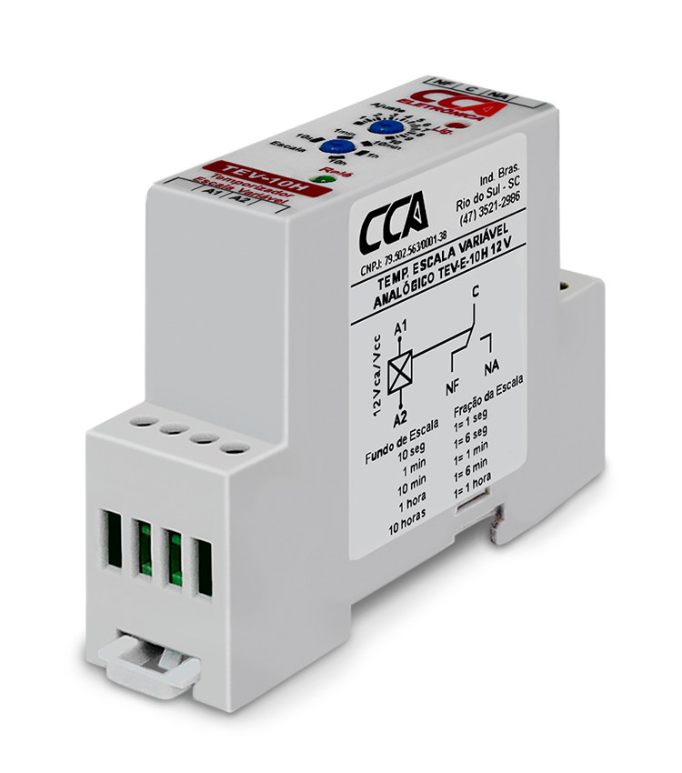 Temporizador Retardo na Energização 12V Multiescala Ajustável 0,3s até 10h (ON-DELAY) - TEV-10H