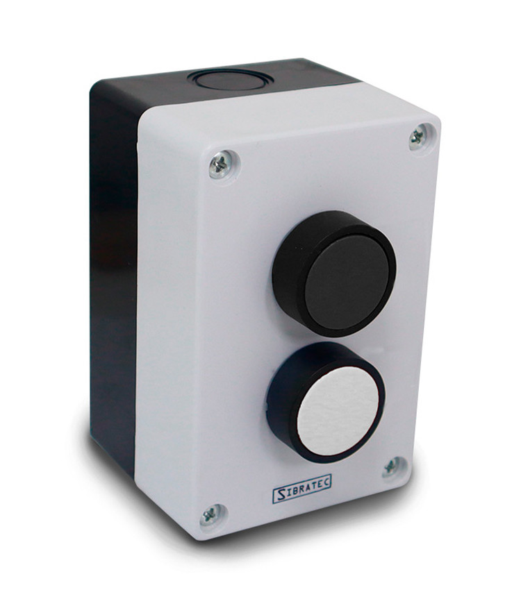 Botoeira Liga Desliga Botão de Pulso Preto 1NA + Branco 1NA de Comando Botoeira Liga Desliga Botão de Pulso Preto 1NA + Branco 1NA de Comando