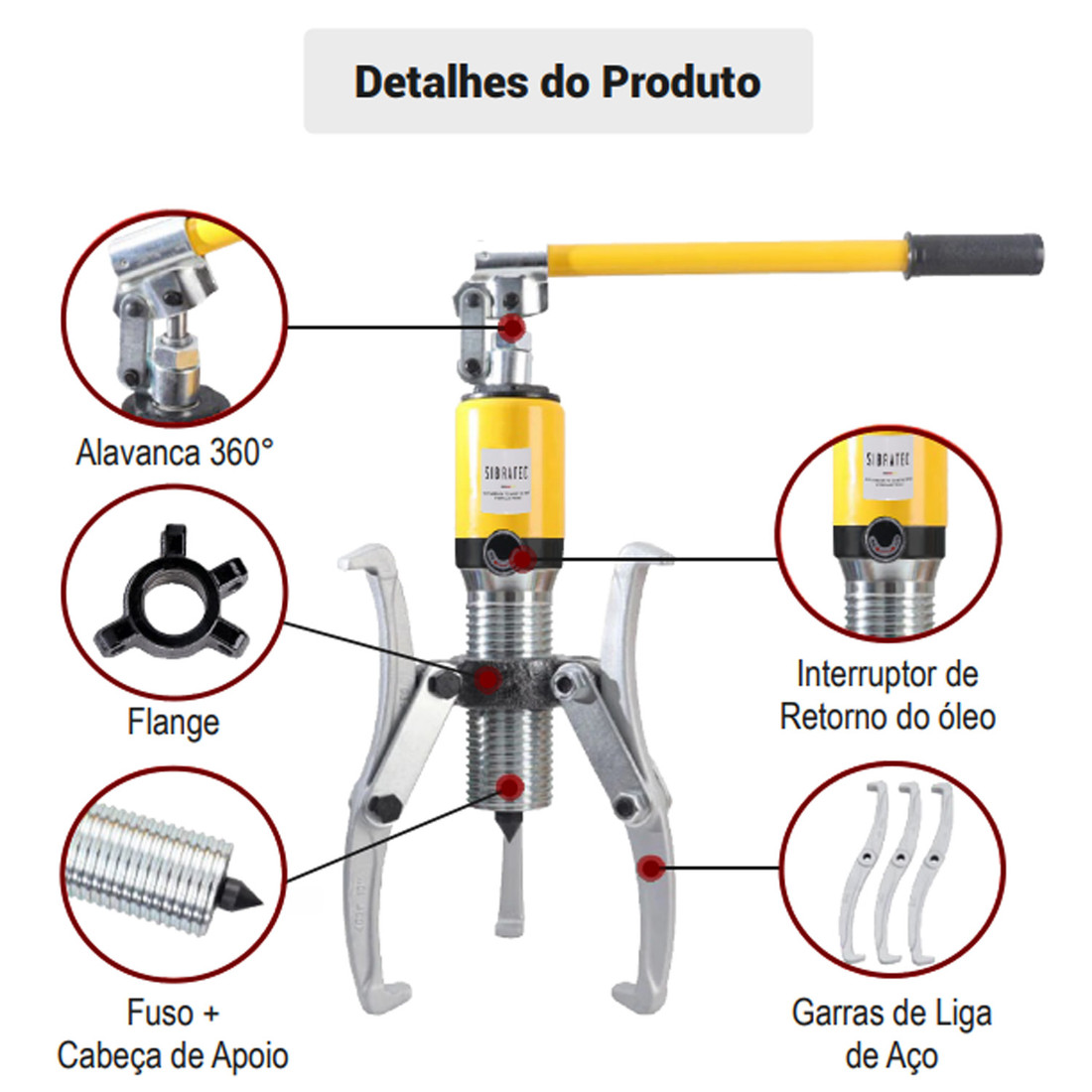 Sacador Hidráulico de Polia ou Rolamento 10 Toneladas Alcance 50-250mm - HHL-10 Sacador Hidráulico de Polia ou Rolamento 10 Toneladas Alcance 50-250mm - HHL-10
