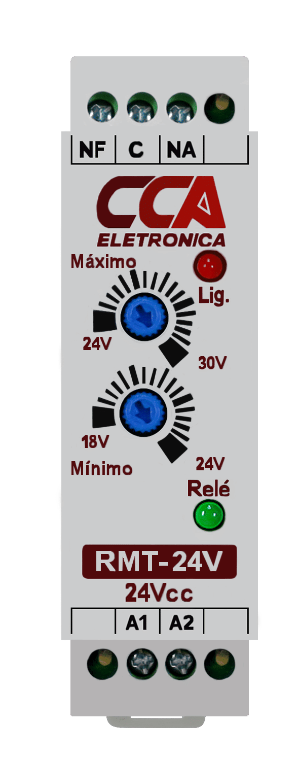 Relé Protetor Monitor Tensão 24Vdc Ajuste Mínimo 18V~24V Máximo 24V~30V - RMT Relé Protetor Monitor Tensão 24Vdc Ajuste Mínimo 18V~24V Máximo 24V~30V - RMT