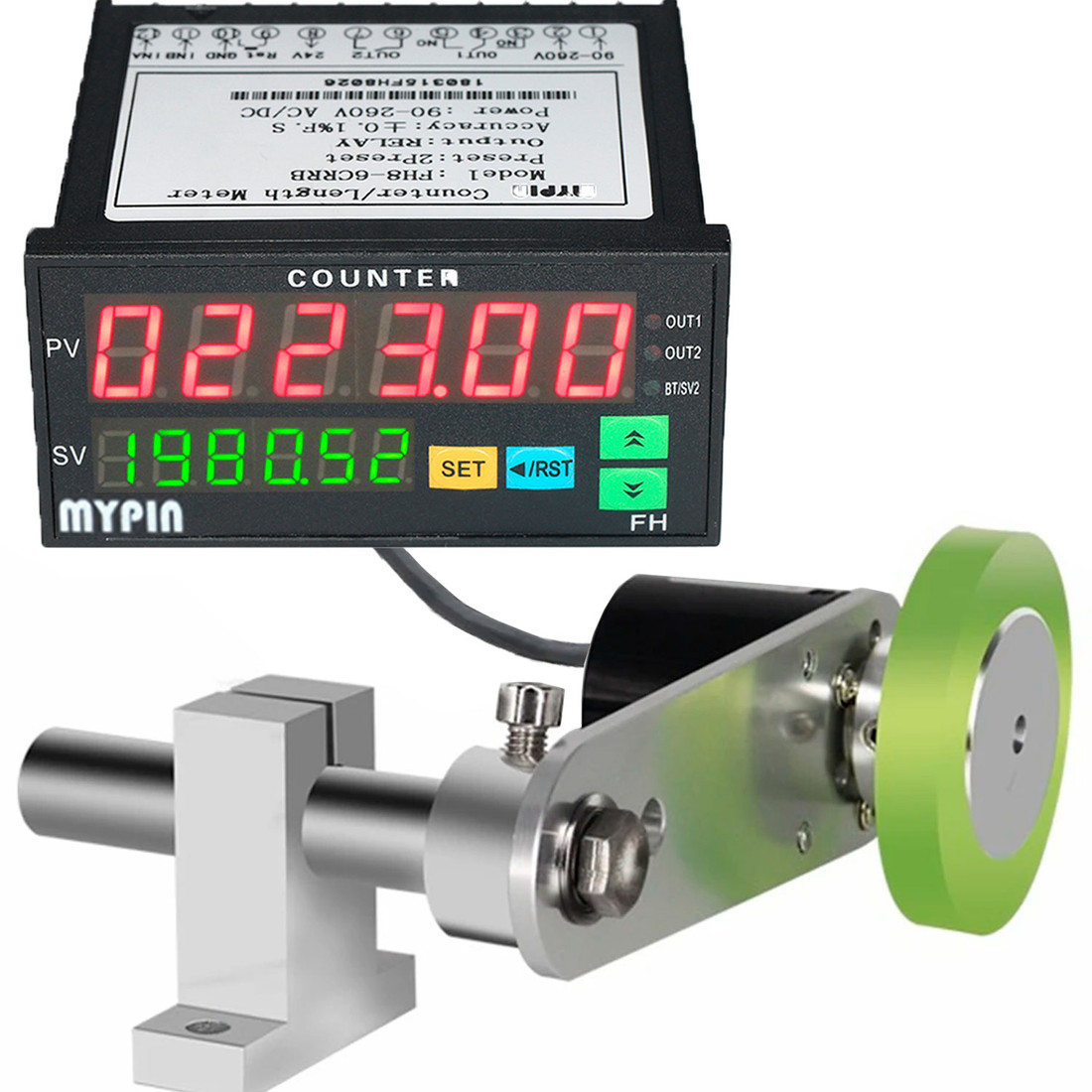 Kit Contador Medidor Digital Pulsos Encoder com Suporte Metálico e Roldana