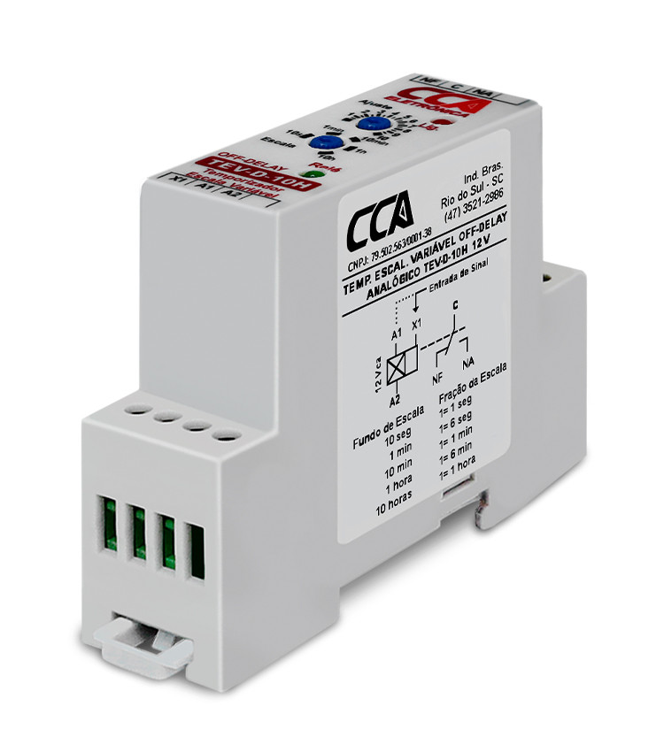Temporizador Retardo Desenergização 12V Multiescala Ajustável 0,3s até 10h (OFF-DELAY) - TEV-D-10H Temporizador Retardo Desenergização 12V Multiescala Ajustável 0,3s até 10h (OFF-DELAY) - TEV-D-10H
