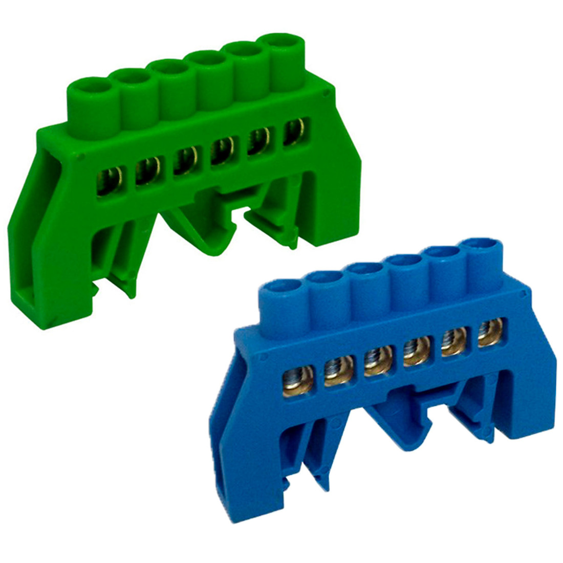 Kit 2 Barramentos Pente 2 Polos + Terra e Neutro + 4 Conector Genérico Quadros de Energia