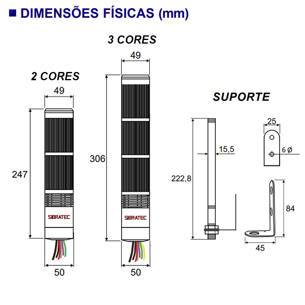 Torre Luminosa Sinalizador Led 2 Cores + Buzzer 12/24V com Braço - LTA-5052 Torre Luminosa Sinalizador Led 2 Cores + Buzzer 12/24V com Braço - LTA-5052