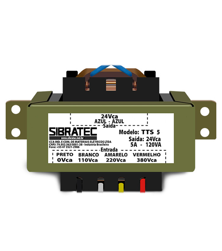 Transformador de Tensão 110V 220V 380V para 24V 5A 120VA para Comando - NR12