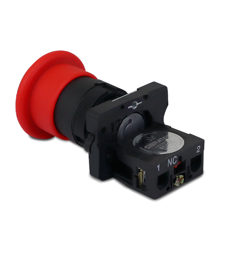 Botoeira Emergência Botão 1NF com Proteção Guarda Alta e Caixa Amarela Sobrepor