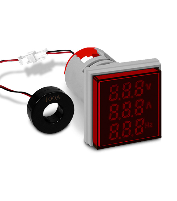 Multimedidor Digital Vermelho 22mm Tensão, Corrente e Frequência - AD22-22VAHS/R Multimedidor Digital Vermelho 22mm Tensão, Corrente e Frequência - AD22-22VAHS/R